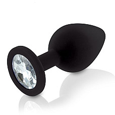 Набор силиконовых анальных пробок с кристаллом Rianne S: Booty Plug Set Black, диаметр 3,2см, 3,5см, 4,2см