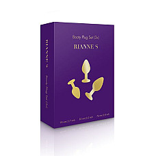 Набор силиконовых анальных пробок с кристаллом Rianne S: Booty Plug Set Black, диаметр 3,2см, 3,5см, 4,2см