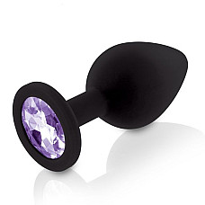 Набор силиконовых анальных пробок с кристаллом Rianne S: Booty Plug Set Black, диаметр 3,2см, 3,5см, 4,2см