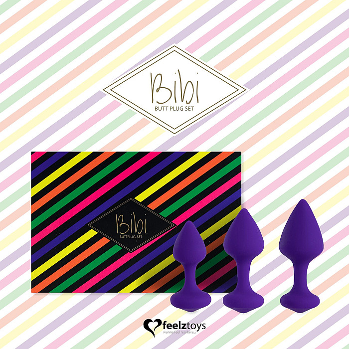 Набор силиконовых анальных пробок FeelzToys - Bibi Butt Plug Set 3 pcs Purple