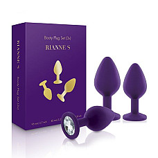 Набор силиконовых анальных пробок с кристаллом Rianne S: Booty Plug Set Purple, диаметр 3,2см, 3,5см, 4,2см