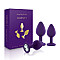 Набір силіконових анальних пробок із кристалом Rianne S: Booty Plug Set Purple, діаметр 2,7см, 3,5см