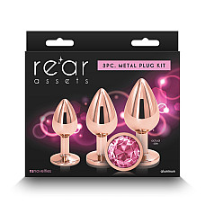 Набор анальных пробок NS Novelties Rear Assets - Trainer Kit - Rose Gold - Pink Gem
