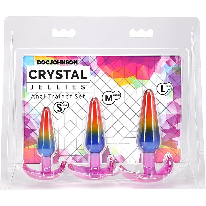 Набор анальных пробок Doc Johnson Crystal Jellies - Anal Trainer Set - Rainbow