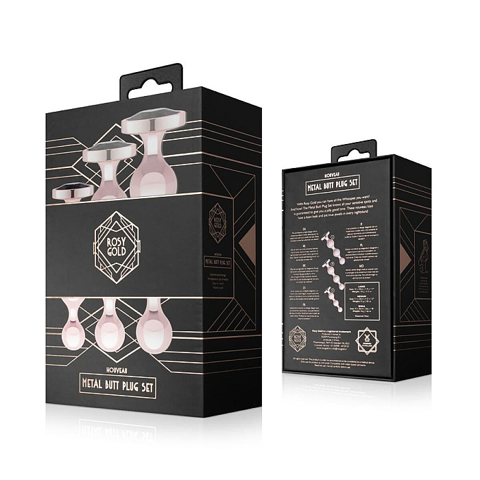 Набор анальных игрушек Rosy Gold - Metal Butt Plug Set 3 Pieces