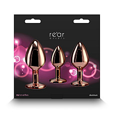 Набор анальных пробок NS Novelties Rear Assets - Trainer Kit - Rose Gold - Pink Heart