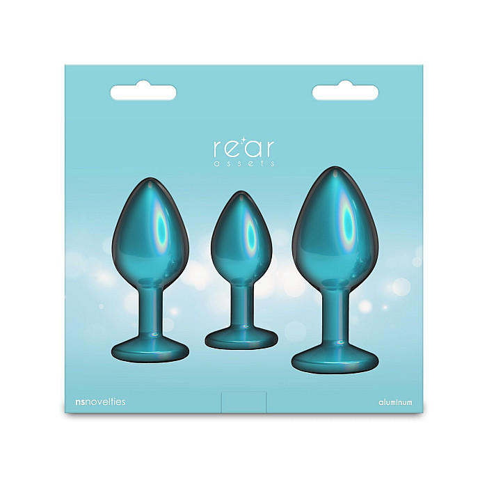 Набор анальных пробок NS Novelties Rear Assets - Trainer Kit - Iridescent Teal - Teal Gem