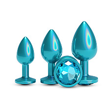 Набор анальных пробок NS Novelties Rear Assets - Trainer Kit - Iridescent Teal - Teal Gem