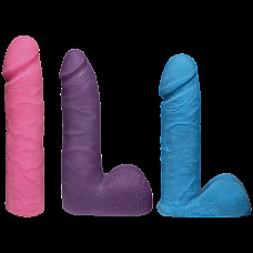 Набір для страпону Doc Johnson Vac-U-Lock Dual Density UltraSKYN Colors Set, діаметр 3х4,5 см