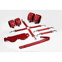 Набір Feral Feelings BDSM Kit 5 Red, наручники, поножі, хрестовина, маска, падл