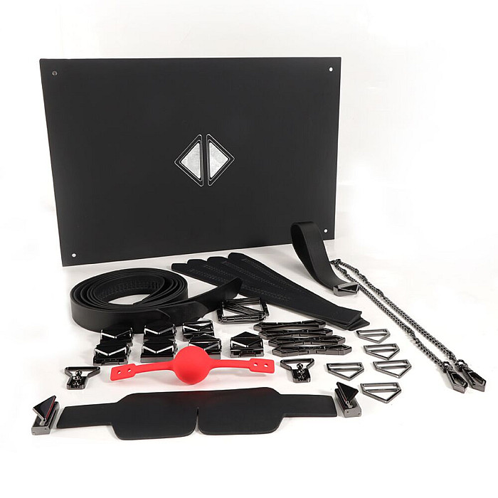 БДСМ-набор LOCKINK Bondage & Restraint Set, черный, натуральная кожа, фиксаторы, маска, кляп