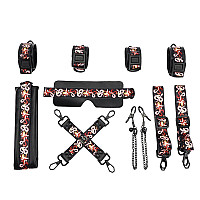 БДСМ-набор LOCKINK The Flowering Serpent Bondage Set, черный, с рисунком в виде змей, 7 предметов