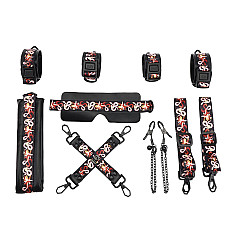 БДСМ-набор LOCKINK The Flowering Serpent Bondage Set, черный, с рисунком в виде змей, 7 предметов