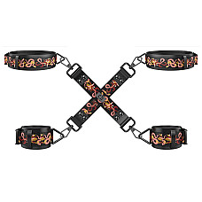 БДСМ-набор LOCKINK The Flowering Serpent Bondage Set, черный, с рисунком в виде змей, 12 предметов
