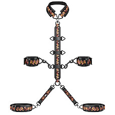 БДСМ-набор LOCKINK The Flowering Serpent Bondage Set, черный, с рисунком в виде змей, 12 предметов