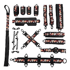 БДСМ-набор LOCKINK The Flowering Serpent Bondage Set, черный, с рисунком в виде змей, 12 предметов