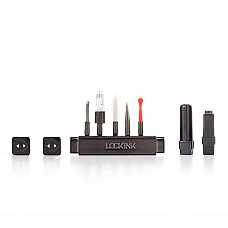 БДСМ-набор LOCKINK Teasing & Impact-Play Set, черный, маска, кляп, зажимы для сосков, тиклер, шлепалка