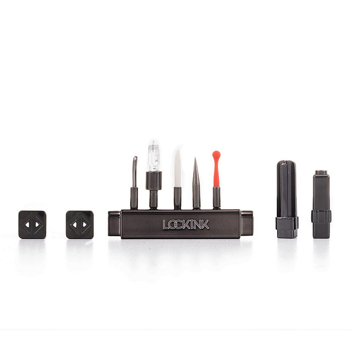 БДСМ-набор LOCKINK Teasing & Impact-Play Set, черный, маска, кляп, зажимы для сосков, тиклер, шлепалка