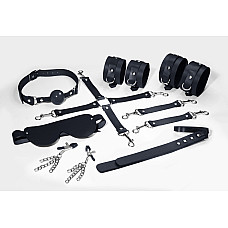 Набор Feral Feelings BDSM Kit 7 Black, наручники, поножи, коннектор, маска, паддл, кляп, зажимы