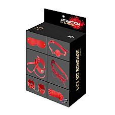 Набор MAI BDSM STARTER KIT Nº 75 Red: плеть, кляп, наручники, маска, ошейник, веревка, зажимы