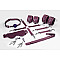 Набір Feral Feelings BDSM Kit 7 Burgundy, наручники, поножі, конектор, маска, падл, кляп, затискачі