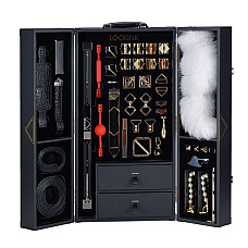 БДСМ-набор LOCKINK All-in-1 BDSM Play Kit, черный, кожа с тиснением, предметы для бондажа, шибари, ваксплея
