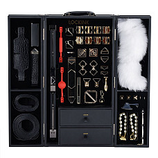 БДСМ-набор LOCKINK All-in-1 BDSM Play Kit, черный, кожа с тиснением, предметы для бондажа, шибари, ваксплея