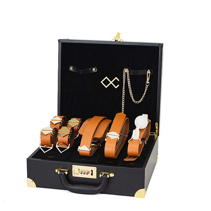 БДСМ-набор LOCKINK Moonlight Treasure Chest, коричневый, натуральная кожа