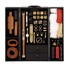 БДСМ-набор LOCKINK All-in-1 BDSM Play Kit, коричневый, ремни, маска, кляпы, анальные пробки, свечи
