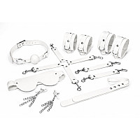 Набор Feral Feelings BDSM Kit 7 White, наручники, поножи, коннектор, маска, паддл, кляп, зажимы