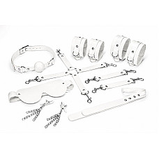 Набор Feral Feelings BDSM Kit 7 White, наручники, поножи, коннектор, маска, паддл, кляп, зажимы