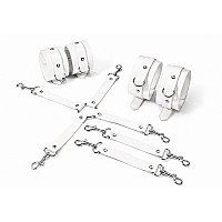 Набір для БДСМ Feral Feelings BDSM Kit 3 White, наручники, поножі, хрестовина
