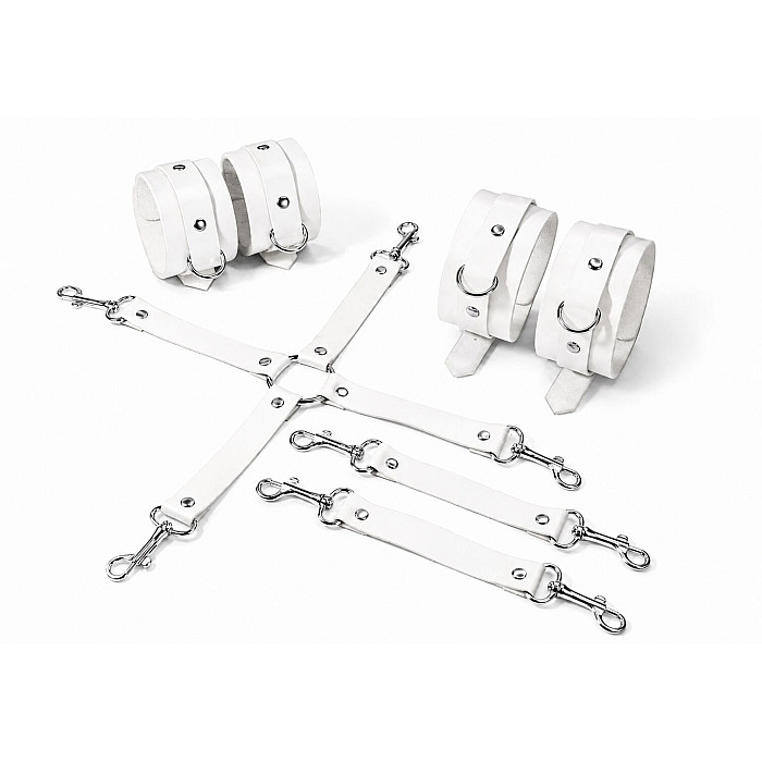Набор для БДСМ Feral Feelings BDSM Kit 3 White, наручники, поножи, крестовина