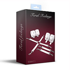 Набор для БДСМ Feral Feelings BDSM Kit 3 White, наручники, поножи, крестовина