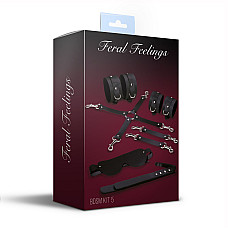 Набор Feral Feelings BDSM Kit 5 Black, наручники, поножи, крестовина, маска, паддл