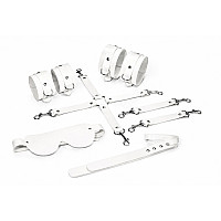Набір Feral Feelings BDSM Kit 5 White, наручники, поножі, хрестовина, маска, падл