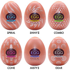 Набор мастурбаторов-яиц Tenga Egg Hard Boilded II Pack (6 яиц), плотный TPE, выпуклая текстура