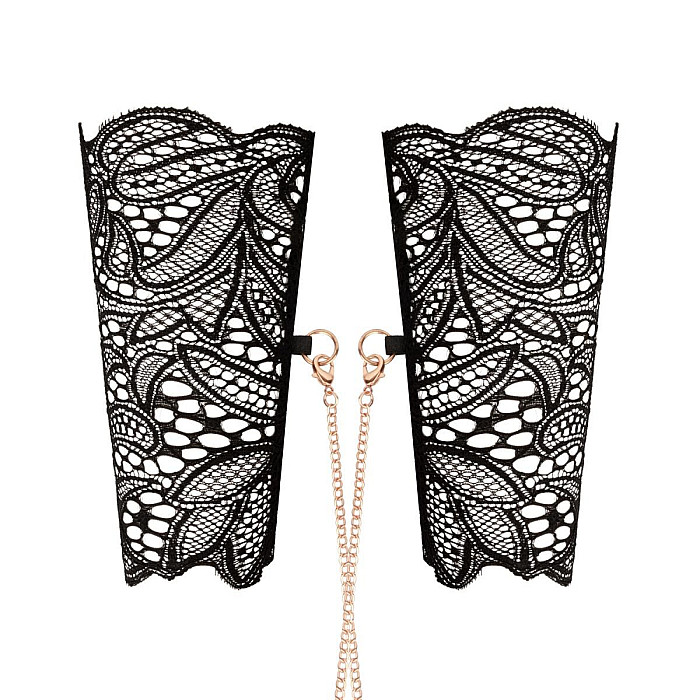 Мереживні наручники та комір Rosy Gold - Lace Cuffs and Collar - Black