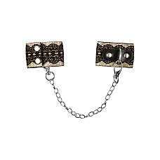 Наручники з блискітками та ланцюгом Obsessive A746 cuffs, чорно-золоті