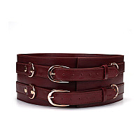 Шкіряний пояс для бондажу Liebe Seele Wine Red Waist Cuff M Size