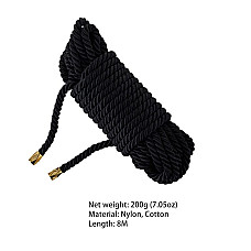 Веревка для шибари LOCKINK SEVANDA Shibari Pratice Rope, черная, 8 м, нейлон+хлопок