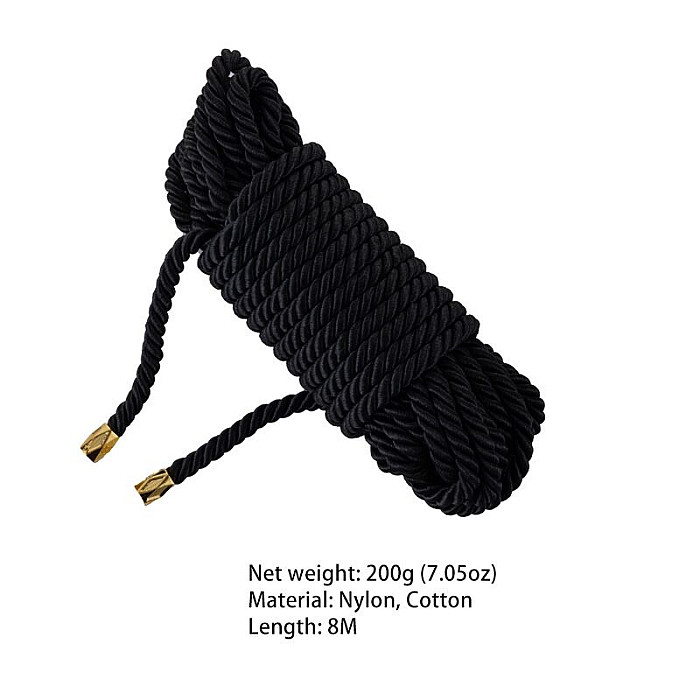 Мотузка для шибарі LOCKINK SEVANDA Shibari Practice Rope Black, 8 метрів