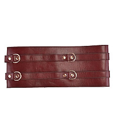 Шкіряний пояс для бондажу Liebe Seele Wine Red Waist Cuff L Size