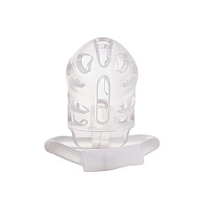 Клетка для пениса LOCKINK SEVANDA Plastic Penis Chastity Cage, прозрачная, 3 кольца разных размеров