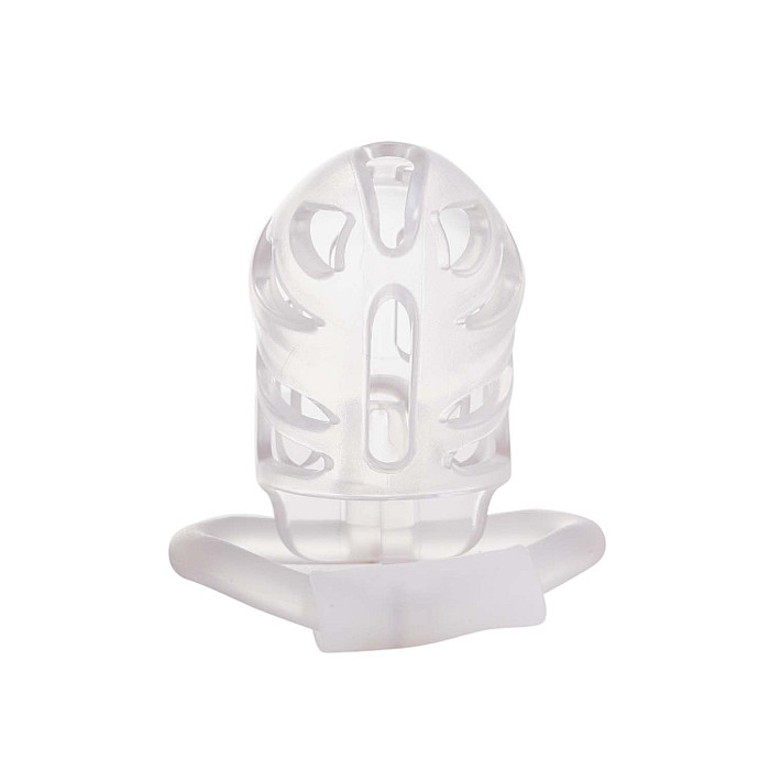 Клетка для пениса LOCKINK SEVANDA Plastic Penis Chastity Cage, прозрачная, 3 кольца разных размеров