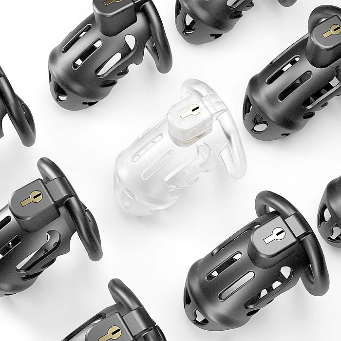 Клетка для пениса LOCKINK SEVANDA Naja-Cobra Chastity Cage Satin Black, 3 кольца разных размеров