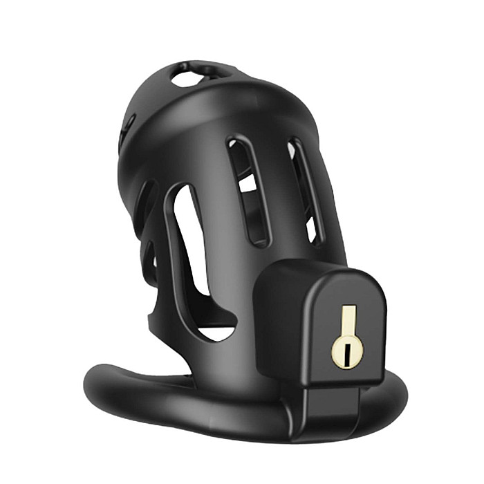 Клетка для пениса LOCKINK SEVANDA Naja-Cobra Chastity Cage Satin Black, 3 кольца разных размеров