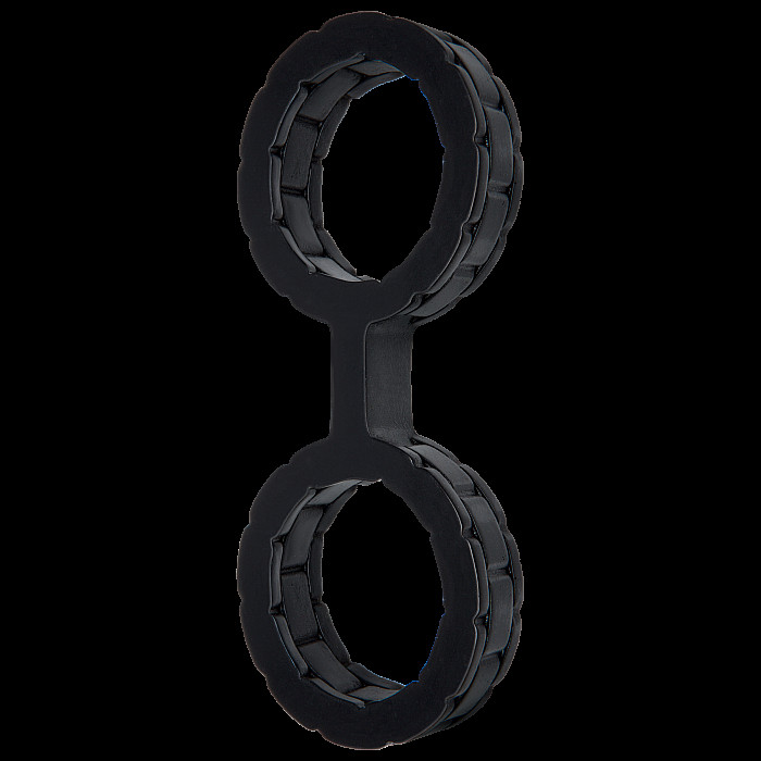 Наручники из силикона Doc Johnson The Cuffs Large - Black, хорошо тянутся, для рук и для ног