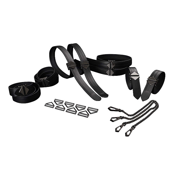 Набор для бондажа LOCKINK 8-Bondage-Straps Restraint Set, черный 8 ремней из натуральной кожи