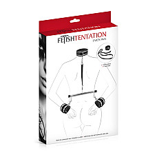 Фіксатор для рук і шиї з повідцем Fetish Tentation Submission bar with handcuffs and collar